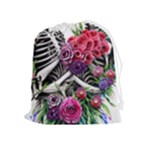 Gothic Floral Skeletons Drawstring Pouch (XL)