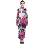 Gothic Floral Skeletons Turtleneck Maxi Dress