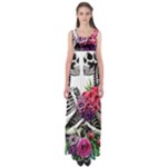 Gothic Floral Skeletons Empire Waist Maxi Dress