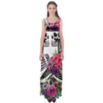 Gothic Floral Skeletons Empire Waist Maxi Dress