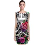 Gothic Floral Skeletons Classic Sleeveless Midi Dress