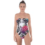 Gothic Floral Skeletons Tie Back One Piece Swimsuit