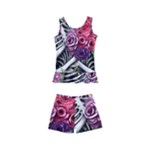 Gothic Floral Skeletons Kids  Boyleg Swimsuit