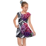 Gothic Floral Skeletons Kids  Cap Sleeve Dress