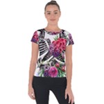 Gothic Floral Skeletons Short Sleeve Sports Top 