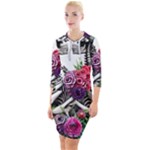 Gothic Floral Skeletons Quarter Sleeve Hood Bodycon Dress