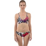 Gothic Floral Skeletons Wrap Around Bikini Set