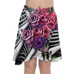 Gothic Floral Skeletons Chiffon Wrap Front Skirt