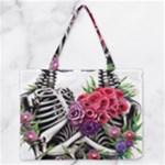 Gothic Floral Skeletons Zipper Medium Tote Bag