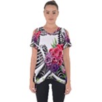 Gothic Floral Skeletons Cut Out Side Drop Tee