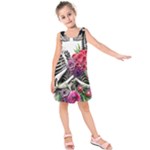 Gothic Floral Skeletons Kids  Sleeveless Dress