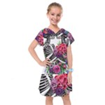 Gothic Floral Skeletons Kids  Drop Waist Dress