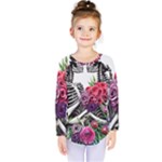 Gothic Floral Skeletons Kids  Long Sleeve Tee