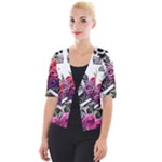 Gothic Floral Skeletons Cropped Button Cardigan