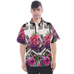 Gothic Floral Skeletons Men s Short Sleeve Shirt