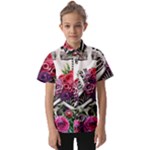 Gothic Floral Skeletons Kids  Short Sleeve Shirt