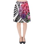 Gothic Floral Skeletons Velvet High Waist Skirt