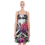 Gothic Floral Skeletons Spaghetti Strap Velvet Dress