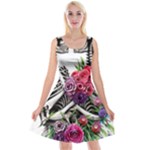 Gothic Floral Skeletons Reversible Velvet Sleeveless Dress