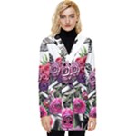 Gothic Floral Skeletons Button Up Hooded Coat 