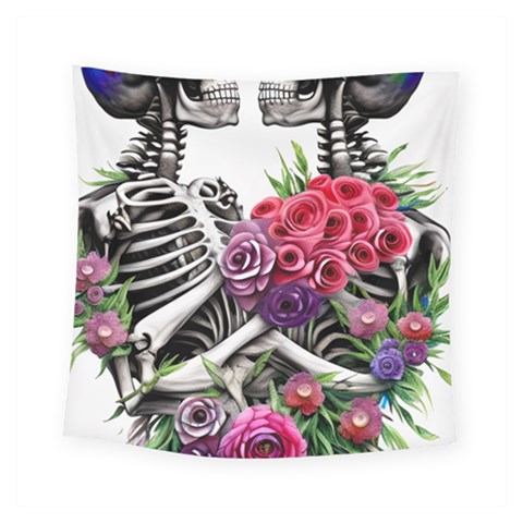 Gothic Floral Skeletons Square Tapestry (Small) from ArtsNow.com