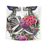 Gothic Floral Skeletons Square Tapestry (Small)