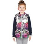 Gothic Floral Skeletons Kids  Hooded Puffer Vest