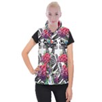 Gothic Floral Skeletons Women s Button Up Vest