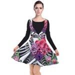 Gothic Floral Skeletons Plunge Pinafore Dress