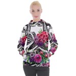 Gothic Floral Skeletons Women s Hooded Pullover