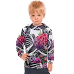 Gothic Floral Skeletons Kids  Hooded Pullover