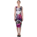 Gothic Floral Skeletons Sleeveless Pencil Dress