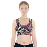 Gothic Floral Skeletons Sports Bra With Pocket