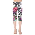 Gothic Floral Skeletons Kids  Capri Leggings 