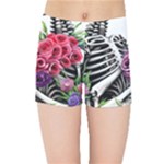 Gothic Floral Skeletons Kids  Sports Shorts