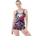 Gothic Floral Skeletons Boyleg Tankini Set 