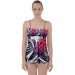 Gothic Floral Skeletons Babydoll Tankini Set