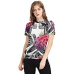 Gothic Floral Skeletons Women s Short Sleeve Rash Guard