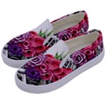 Gothic Floral Skeletons Kids  Canvas Slip Ons