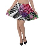 Gothic Floral Skeletons Velvet Skater Skirt