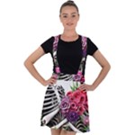 Gothic Floral Skeletons Velvet Suspender Skater Skirt