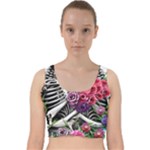 Gothic Floral Skeletons Velvet Racer Back Crop Top