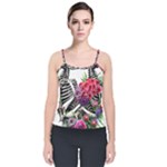 Gothic Floral Skeletons Velvet Spaghetti Strap Top