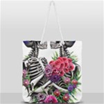 Gothic Floral Skeletons Full Print Rope Handle Tote (Large)