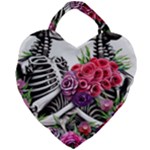 Gothic Floral Skeletons Giant Heart Shaped Tote