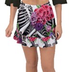 Gothic Floral Skeletons Fishtail Mini Chiffon Skirt