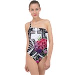 Gothic Floral Skeletons Classic One Shoulder Swimsuit