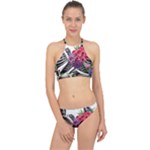 Gothic Floral Skeletons Racer Front Bikini Set