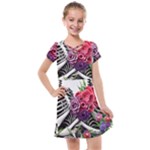 Gothic Floral Skeletons Kids  Cross Web Dress