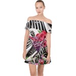 Gothic Floral Skeletons Off Shoulder Chiffon Dress